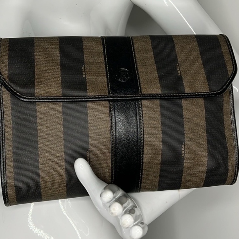 FENDI Large Vintage Envelope Clutch Bag with 
Snap Closure
